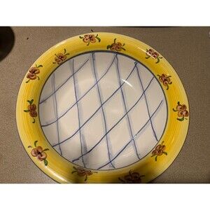 Tierra Fina Hand Painted Rimmed Serving/Fruit Bowl 10 inches  by Jay  Wilfred